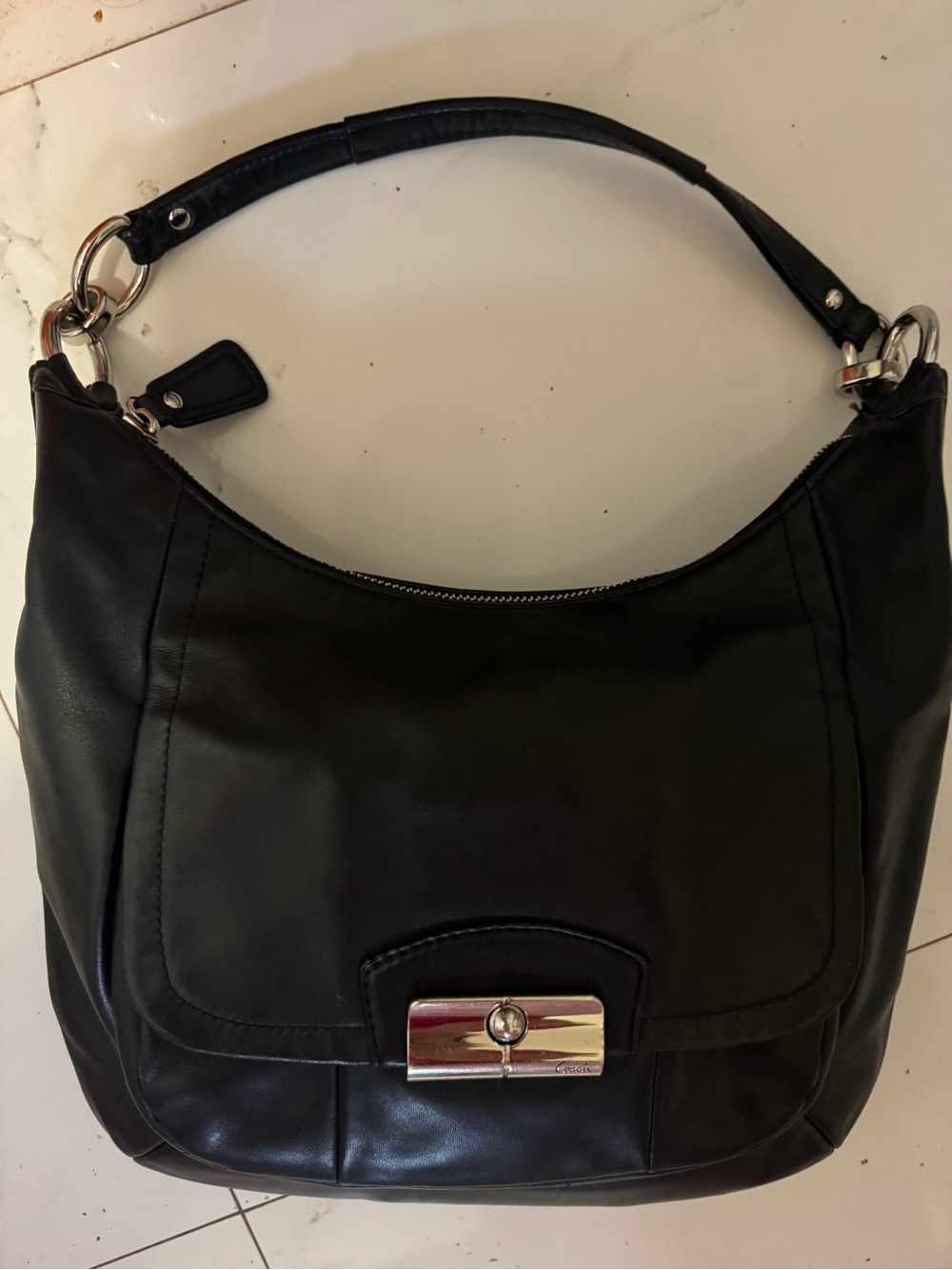 Black leather Coach crossbody/shoulder bag